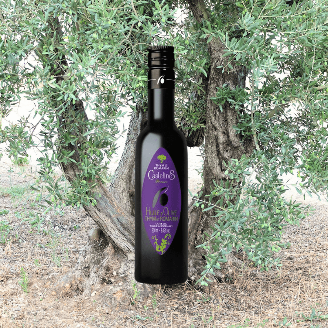 Moulin de Castelas Huile Huile d’olive au thym et romarin – Moulin Castelas – 250 ml