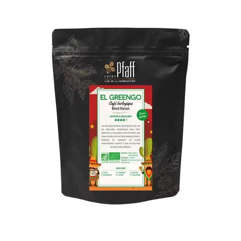 Café en grain El Greengo – Mélange maison BIO – Pfaff 250g – Hesprie
