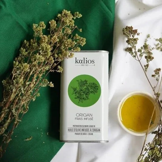 Kalios – Huile d’olive infusée à l’origan – Bouteille 250ml