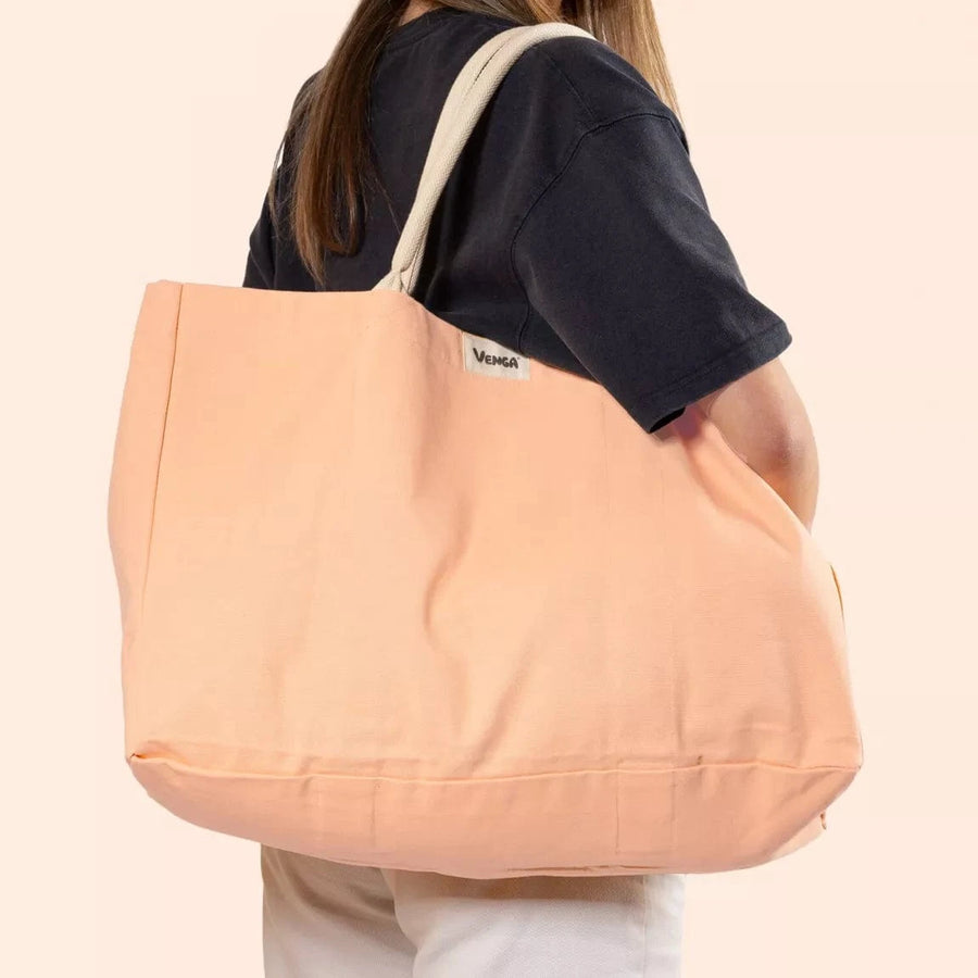 Ah!Table! Sac Orange pêche Grands sacs cabas – Coton bio épais – plusieurs coloris - 50 x 50 cm