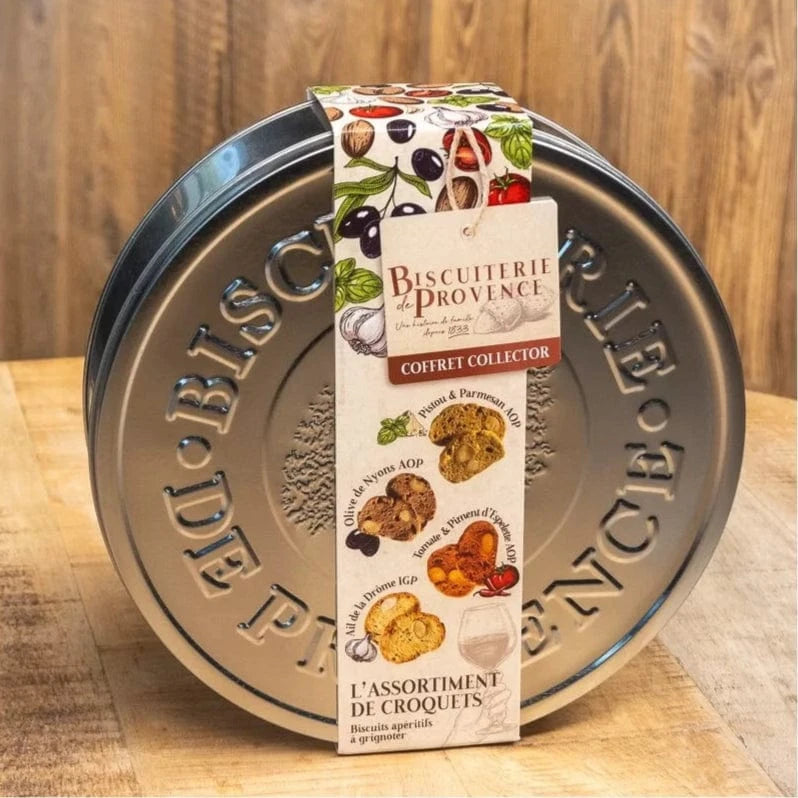 Biscuiterie de Provence Biscuit salé Assortiment de Croquets salés – Biscuiterie de Provence (Boîte métal 300g)