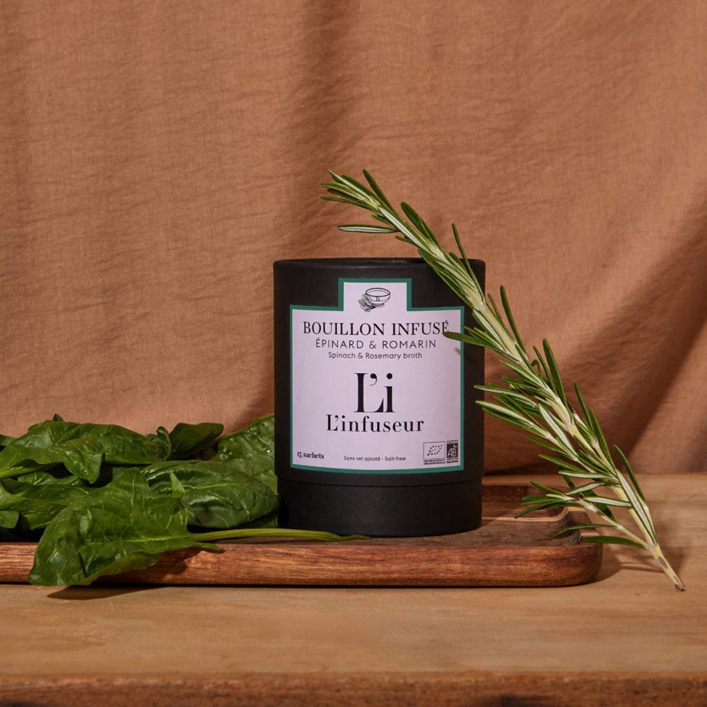 L’Infuseur – Bouillon Bio Épinard & Romarin – Sans Sel – 15 sachets