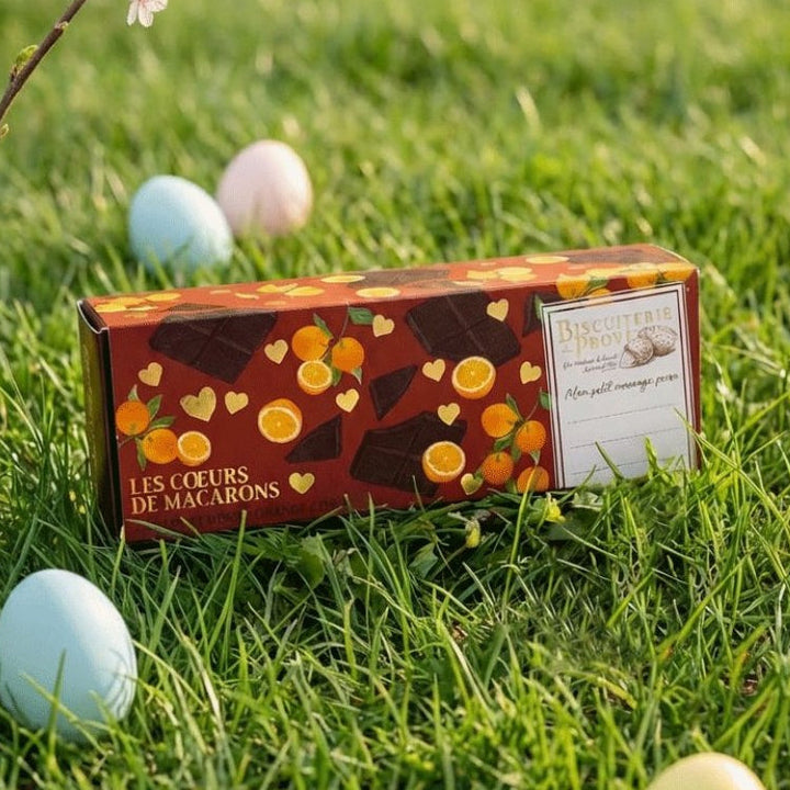 Coeurs macarons chocolat noir & orange confite  - Biscuiterie de Provence - 80g
