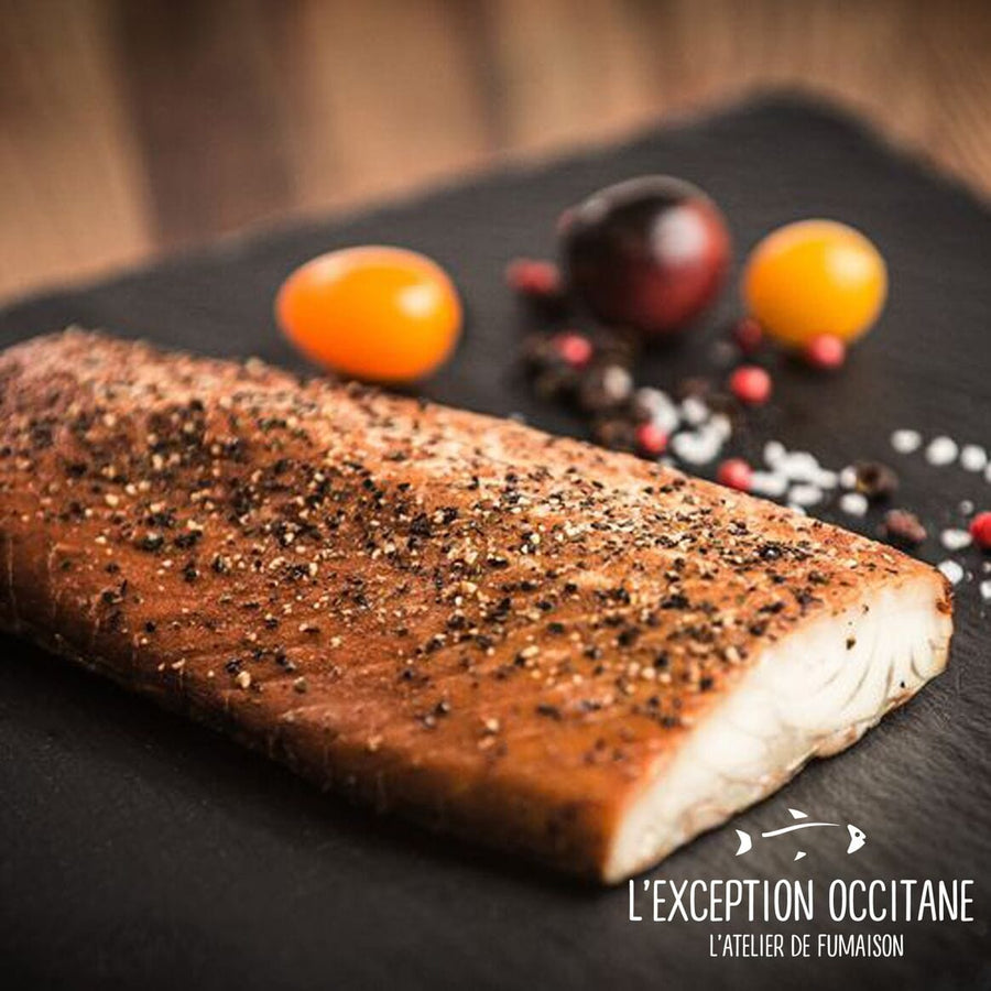 Fumaison Occitane Poissons Esturgeon BIO du Sud Ouest fumé à chaud aux 3 baies - Pavé 180gr