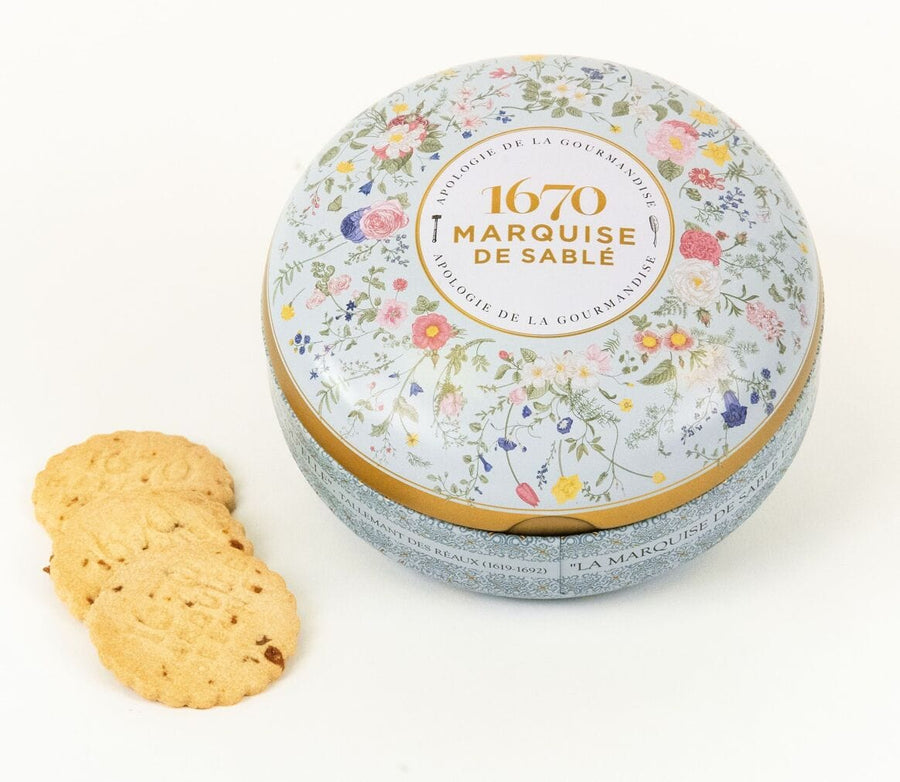 La Sablésienne Biscuit sucré Biscuits sablés pépites de caramel beurre salé - boite métal ronde "Bouquet sauvage" 175g